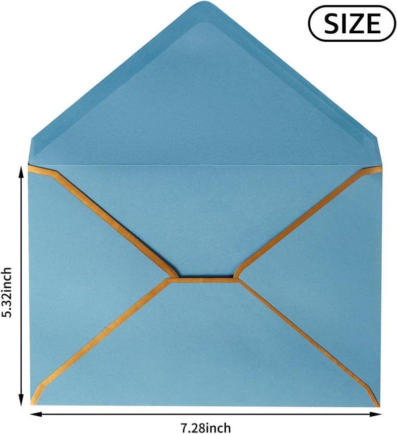 Homtable 100 Pack A7 Envelopes 5 x 7 Envelopes with Gold Border for Office, Wedding Gift Cards, Invitations, Graduation, Baby Shower, Parties (Dusty-Blue, 5.32 x 7.28 Inches) - Image 2